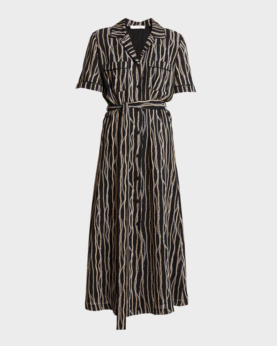 Chain Print Belted Shirtdress